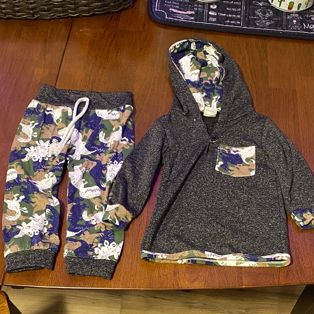 Camouflage Dinosaur Hoodie and Jogger Set